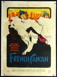 2z125 FRENCH CANCAN linen French 1p '55 Jean Renoir, Jean Gabin, pretty Gruay art of sexy dancers!