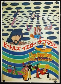2z079 YELLOW SUBMARINE linen Japanese poster '69 wonderful different psychedelic art of Beatles!