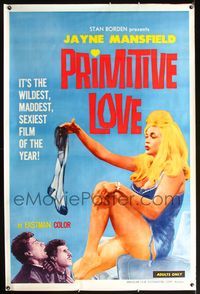 3a056 PRIMITIVE LOVE 40x60 '64 sexiest Jayne Mansfield stripping in front of shocked bellhops!