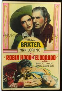 3a023 ROBIN HOOD OF EL DORADO 40x60 '36William Wellman, romantic c/u of Warner Baxter & Ann Loring!