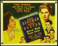 3a111 ADAM HAD FOUR SONS style B 1/2sh '41 sultry Ingrid Bergman, Warner Baxter, sexy Susan Hayward!