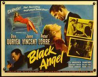 3a120 BLACK ANGEL half-sheet '46 tough guy Dan Duryea, sexy June Vincent, Peter Lorre with gun!