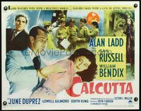 3a126 CALCUTTA style A 1/2sheet '46 great image of Alan Ladd restraining sexy Gail Russell in India!