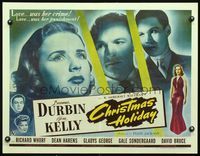 3a128 CHRISTMAS HOLIDAY half-sheet '44 Deanna Durbin, love was her crime, love was her punishment!