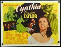 3a131 CYNTHIA style B 1/2sh '47 wonderful c/u of pretty young Elizabeth Taylor & with Jimmy Lydon!