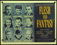 3a140 FLESH & FANTASY 1/2sh '42 great portraits of Edward G. Robinson, Barbara Stanwyck & 7 others!