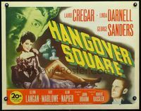 3a146 HANGOVER SQUARE 1/2sheet '45 great full-length image of sexy Linda Darnell + Sanders & Cregar!