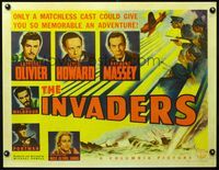 3a153 INVADERS style B 1/2sh '42 Michael Powell, Laurence Olivier, Howard, introducing Glynis Johns!