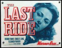3a158 LAST RIDE style B half-sheet '44 giant close up headshot of pretty young Eleanor Parker!