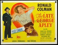 3a159 LATE GEORGE APLEY half-sheet '47 full-length Ronald Colman, introducing sexy Peggy Cummins!
