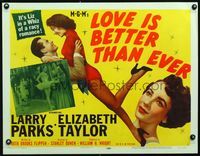 3a164 LOVE IS BETTER THAN EVER style B 1/2sheet '52 images of sexy Elizabeth Taylor c/u & as dancer!