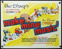 3a166 MAKE MINE MUSIC English 1/2sh '46 Disney full-length feature cartoon, wonderful musical art!