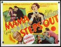 3a167 MAMA STEPS OUT half-sheet '37 Anita Loos' hilarious successor to Gentlemen Prefer Blondes!