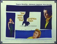 3a168 MAN WITH THE GOLDEN ARM style B half-sheet '56 Frank Sinatra, classic Saul Bass art & design!