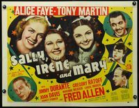 3a188 SALLY, IRENE & MARY style A half-sheet '38 pretty Alice Faye, Jimmy Durante & Fred Allen!