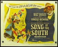 3a196 SONG OF THE SOUTH half-sheet R56 Walt Disney, art of Uncle Remus, Br'er Rabbit, Fox & Bear!