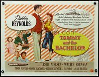 3a203 TAMMY & THE BACHELOR half-sheet '57 great image of Debbie Reynolds seducing Leslie Nielsen!