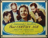 3a204 THAT CERTAIN AGE half-sheet poster '38 great image of cast staring at smiling Deanna Durbin!