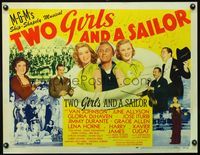 3a215 TWO GIRLS & A SAILOR style A 1/2sheet '44 Van Johnson with sexy June Allyson & Gloria DeHaven!