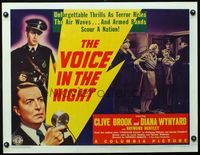 3a218 VOICE IN THE NIGHT 1/2sheet '41 Anthony Asquith, Clive Brook at microphone with Nazi officer!