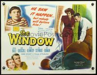 3a221 WINDOW style B half-sheet '49 best image of terrified Bobby Driscoll witnessing the murder!