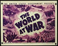3a222 WORLD AT WAR style B half-sheet '42 WWII documentary, montage including FDR at radio mikes!