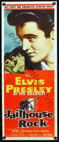 3a027 JAILHOUSE ROCK insert '57 classic head-and-shoulders art of rock & roll king Elvis Presley!