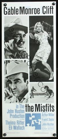3a030 MISFITS insert poster '61 Clark Gable, sexy Marilyn Monroe playing ping pong, Montgomery Clift