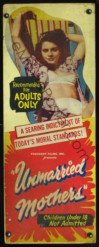 3a060 UNMARRIED MOTHERS insert movie poster '56 great image of sexy Swedish teen seduced by doctor!