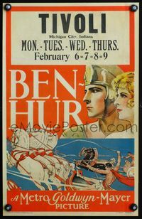 3a062 BEN-HUR WC '25 great close up stone litho art of Ramon Novarro and riding in chariot race!