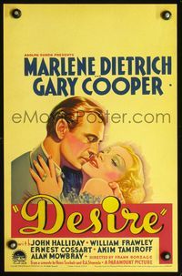 3a070 DESIRE WC '36 best romantic close up art of sexy jewel thief Marlene Dietrich & Gary Cooper!