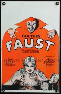 3a074 FAUST WC '26 F.W. Murnau, cool art of Emil Jannings as the Devil enticing sexy Camilla Horn!