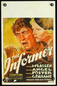 3a083 INFORMER WC '35 John Ford, great close up art of angry Victor McLaglen & Heather Angel!