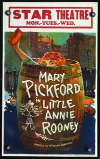 3a085 LITTLE ANNIE ROONEY WC '25 great full stone litho image of Mary Pickford hiding in barrel!