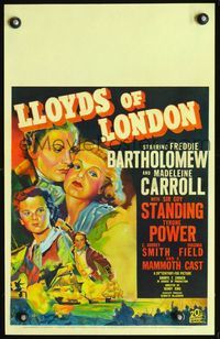 3a086 LLOYD'S OF LONDON WC '36 wonderful colorful art montage of Bartholomew, Carroll & Power!