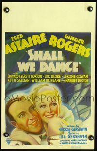 3a100 SHALL WE DANCE WC '37 wonderful c/u head-and-shoulders art of Fred Astaire & Ginger Rogers!