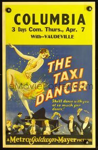 3a105 TAXI DANCER WC '27 wonderful stone litho of sexy young Joan Crawford dancing for admirers!