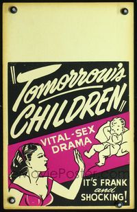 3a050 TOMORROW'S CHILDREN purple WC R30s shocking vital-sex drama, art of mother with unwanted baby!