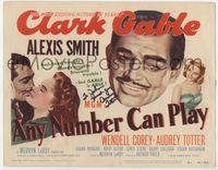 3b030 ANY NUMBER CAN PLAY signed TC '49 by Audrey Totter, who is with Clark Gable & Alexis Smith!