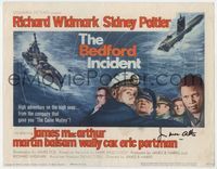 3b038 BEDFORD INCIDENT signed title card '65 by James MacArthur, cool battleship & submarine art!
