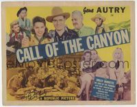 3b047 CALL OF THE CANYON signed title lobby card '42 by Ruth Terry, who is with Gene Autry & others!