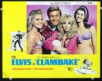 3b320 CLAMBAKE movie lobby card #6 '67 Bill Bixby surrounded by three sexy girls in bikinis!