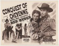 3b054 CONQUEST OF CHEYENNE signed TC R51 by Peggy Stewart, who is embracing Wild Bill Elliott!