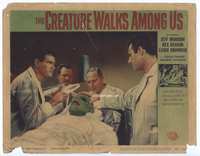 3b337 CREATURE WALKS AMONG US LC #4 '56 great close up of scientists operating on the monster!