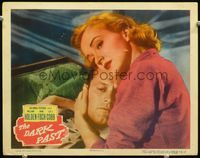 3b345 DARK PAST lobby card '49 great super close up of pretty Nina Foch comforting William Holden!