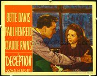 3b347 DECEPTION LC #8 '46 great close up of Paul Henreid holding Bette Davis with those eyes!