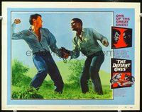 3b349 DEFIANT ONES LC #7 '58 great close up of Tony Curtis chained to Sidney Poitier & fighting!