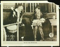 3b360 DOG'S LIFE lobby card '18 Charlie Chaplin is threatened by drummer while holding his dog!