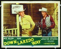 3b364 DOWN LAREDO WAY movie lobby card '53 cowboy Rex Allen is captured by sheriff!