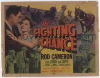 3b085 FIGHTING CHANCE signed title card '55 by Julie London, who's with Rod Cameron & race horses!